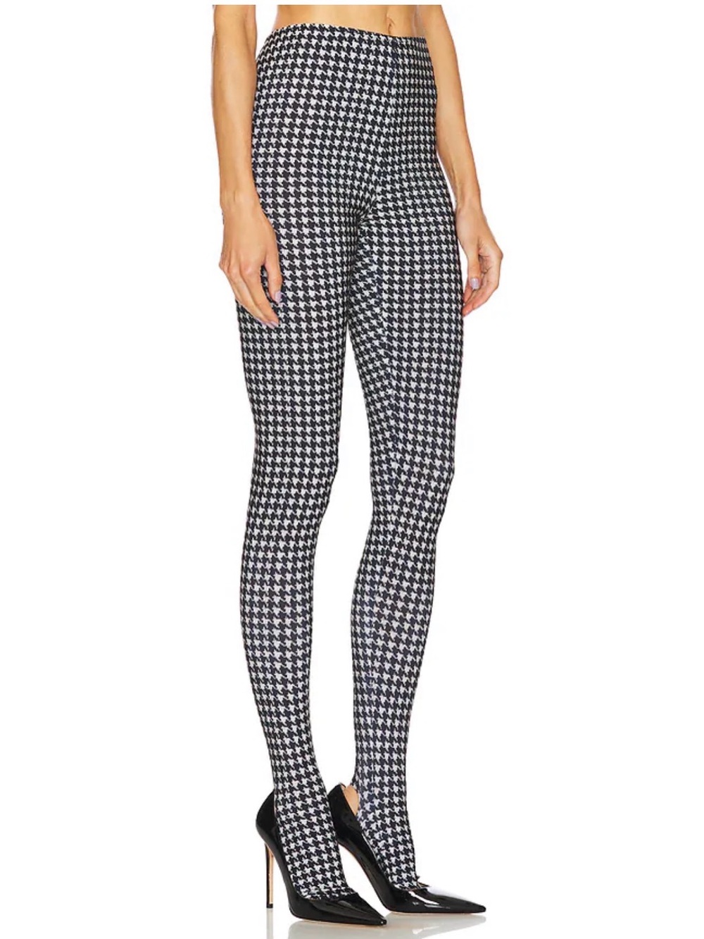 Norma Kamali Legging With Footie in Large Houndstooth XS